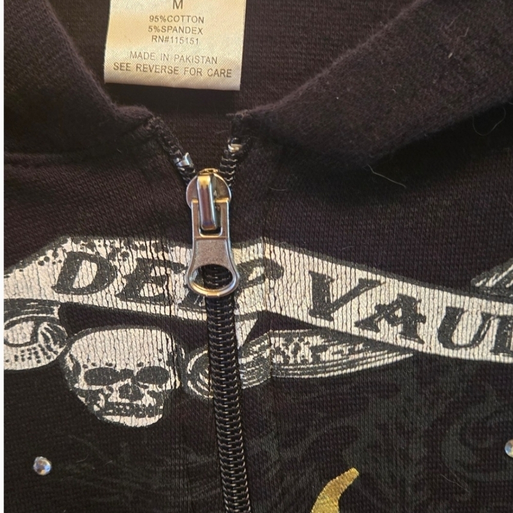 Romeo & Juliet Couture  Black Jacket Womens with Gold Accents Zip Up Hoodie Y2K - Picture 3 of 4